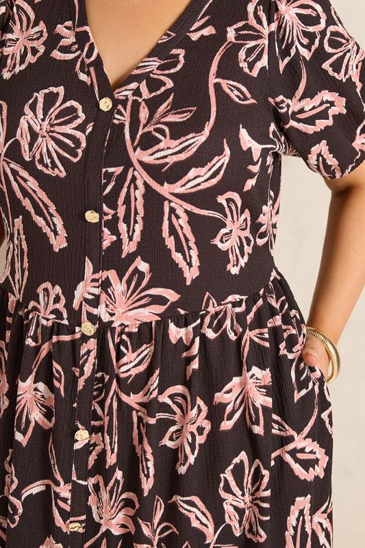 EVANS Plus Size chocolate Brown Floral Tiered Dress | Evans 4