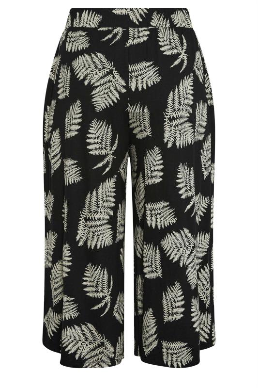 YOURS Curve Black & Natural Leaf Print Midaxi Culottes | Yours Clothing 6