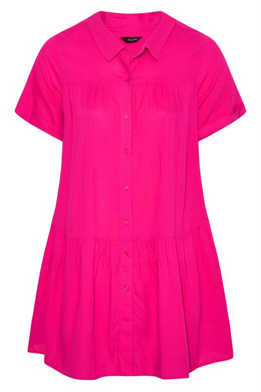 Plus Size Hot Pink Tiered Smock Shirt | Yours Clothing  7