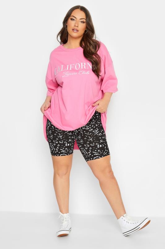 YOURS Plus Size Black Leopard Print Cycling Shorts | Yours Clothing 2