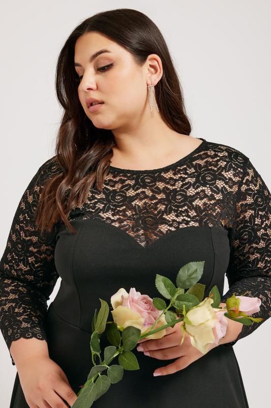 YOURS LONDON Plus Size Black Lace Sweetheart Dress | Yours Clothing 3