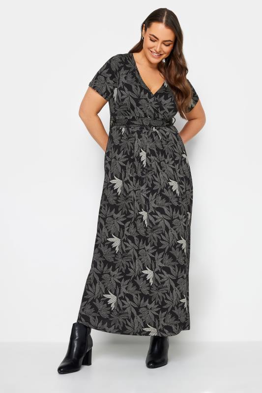 Plus Size  YOURS Curve Black Floral Wrap Maxi Dress