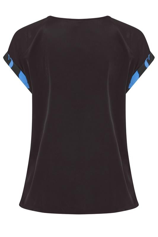 YOURS Plus Size Blue Abstract Contrast Sleeve Top | Yours Clothing 6