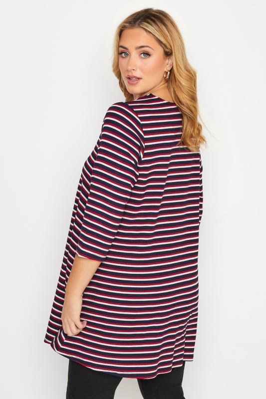 YOURS Plus Size Navy Blue Stripe Top | Yours Clothing 3