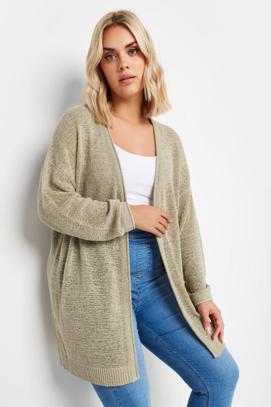 YOURS Plus Size Natural Brown Knitted Cardigan | Yours Clothing 1