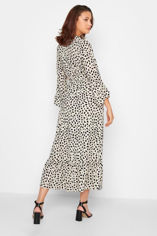 LTS Tall Women's Ivory White Dalmatian Print Wrap Dress | Long Tall Sally 3