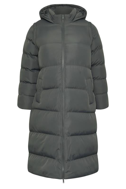 YOURS Plus Size Grey 2 In 1 Padded Longline Puffer Coat | Yours Clothing 6