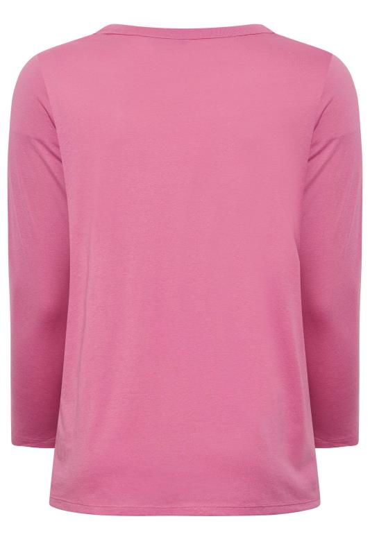 Plus Size Pink Long Sleeve T-Shirt | Yours Clothing 6