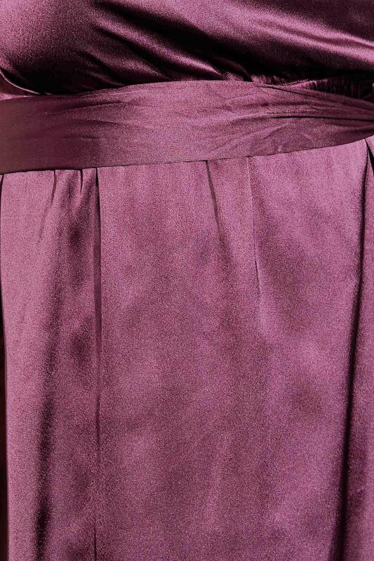 LIMITED COLLECTION Plus Size Dark Purple Satin Wrap Dress | Yours Clothing 5