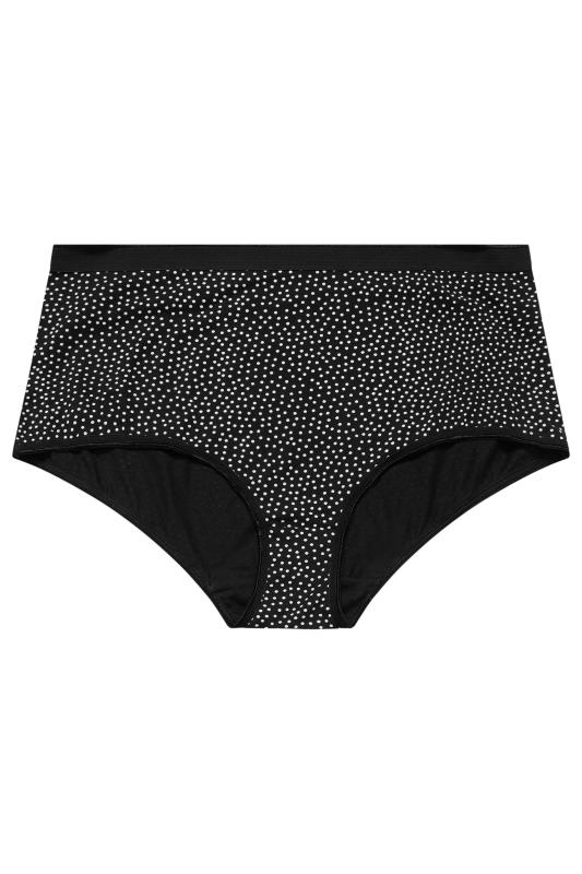 YOURS 4 PACK Plus Size Black Spot Print Cotton Stretch Full Briefs | Yours Clothing 4