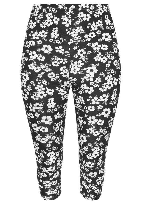 YOURS Plus Size 2 PACK Black Floral Print Cropped Leggings | Yours Clothing 8