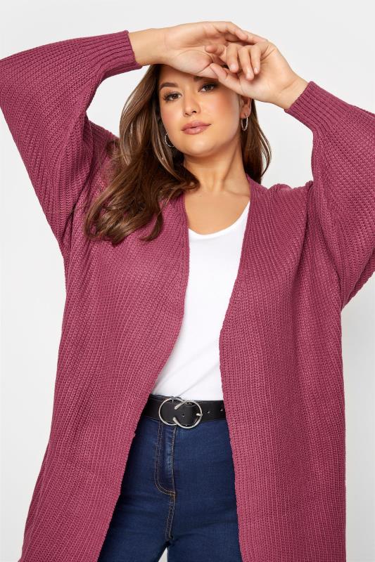Curve Pink Balloon Sleeve Knitted Cardigan_D.jpg