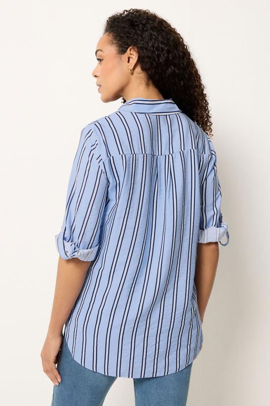 M&Co Blue Stripe Tab Sleeve Shirt 2