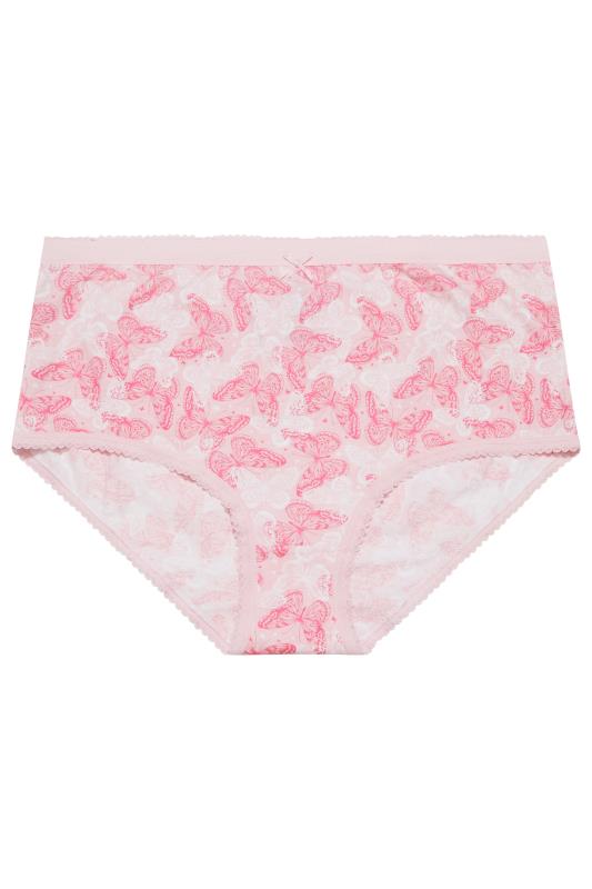 Plus Size 5 PACK Light Pink Butterfly Print Full Briefs | Yours Clothing  4