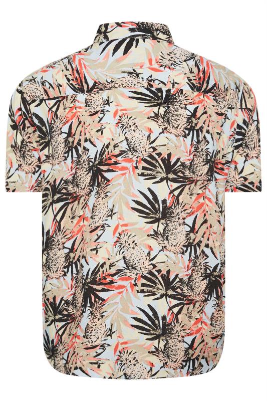 BLEND Big & Tall Brown Tropical Print Short Sleeve Shirt | BadRhino 4