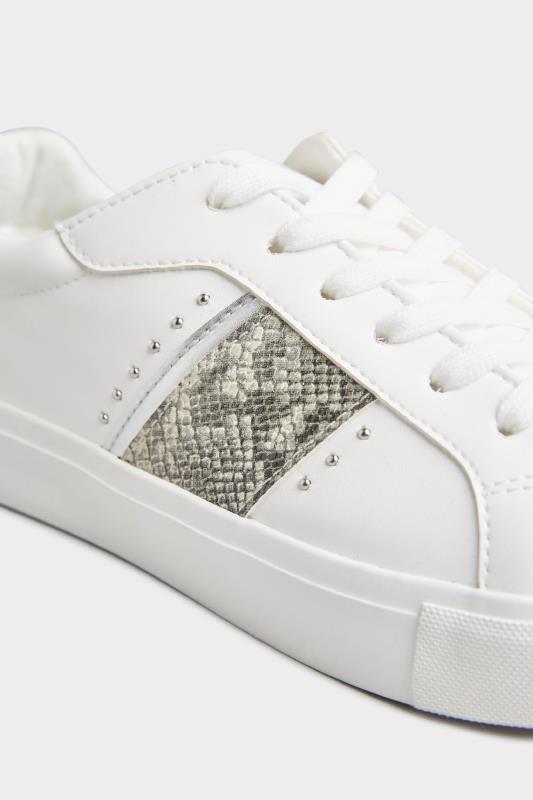LTS White Snake Stripe Trainers In Standard Fit | Long Tall Sally  6
