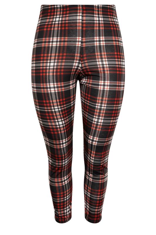 YOURS Plus Size Black & Red Check Print Leggings | Yours Clothing 4