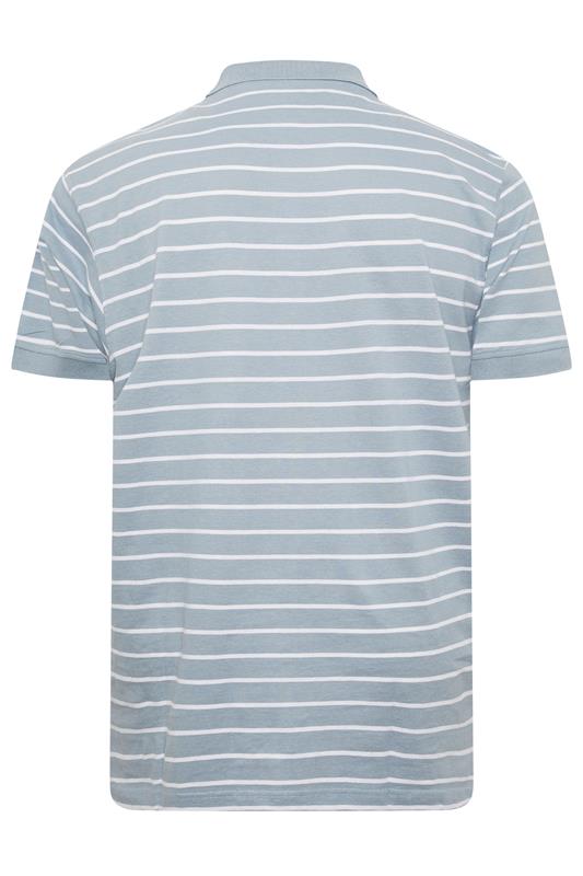 KAM Big & Tall Dusty Blue Stripe Print Polo Shirt | BadRhino 4