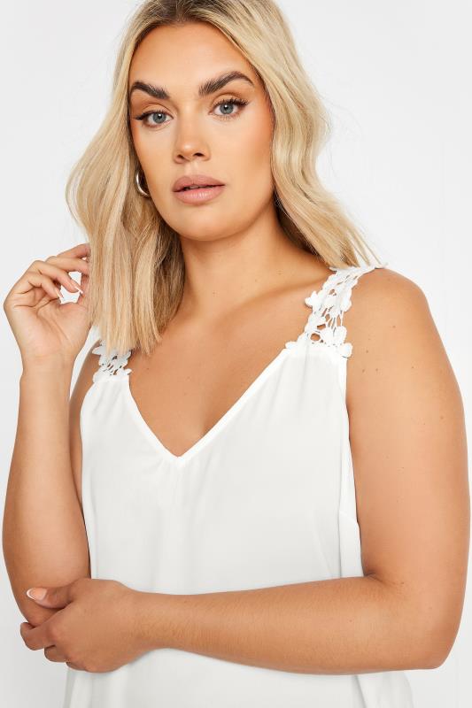 YOURS Plus Size White Floral Trim Cami | Yours Clothing 4