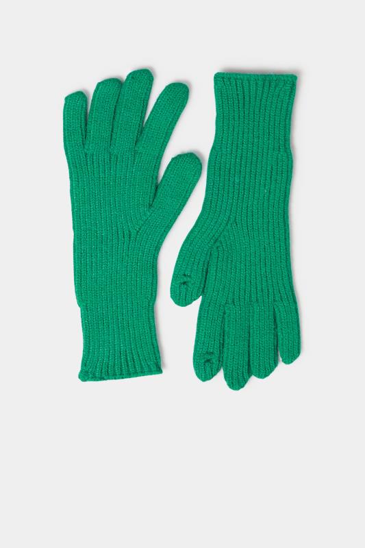 Forest Green Longline Knitted Gloves | Yours Clothing 2