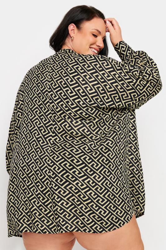 YOURS Plus Size Black Geometric Print Beach Shirt | Yours Clothing 3