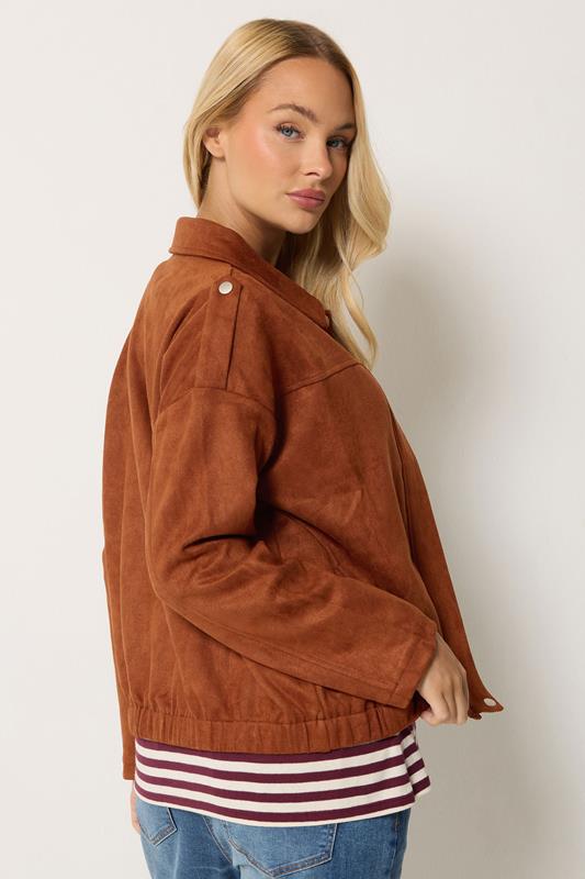 M&Co Rust Brown Faux Suede Bomber Jacket | M&Co 2