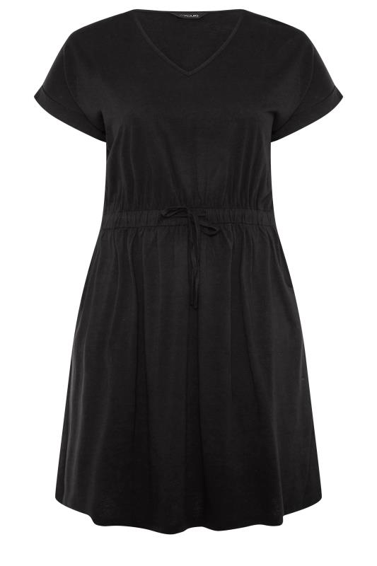 Plus Size Black Cotton T-Shirt Dress | Yours Clothing  6