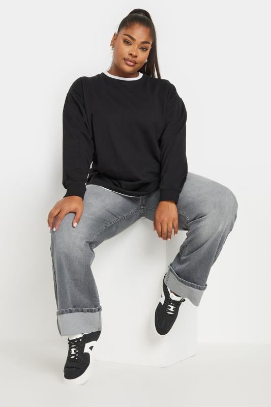 YOURS Plus Size Black 2-In-1 Jumper | Yours Clothing 3