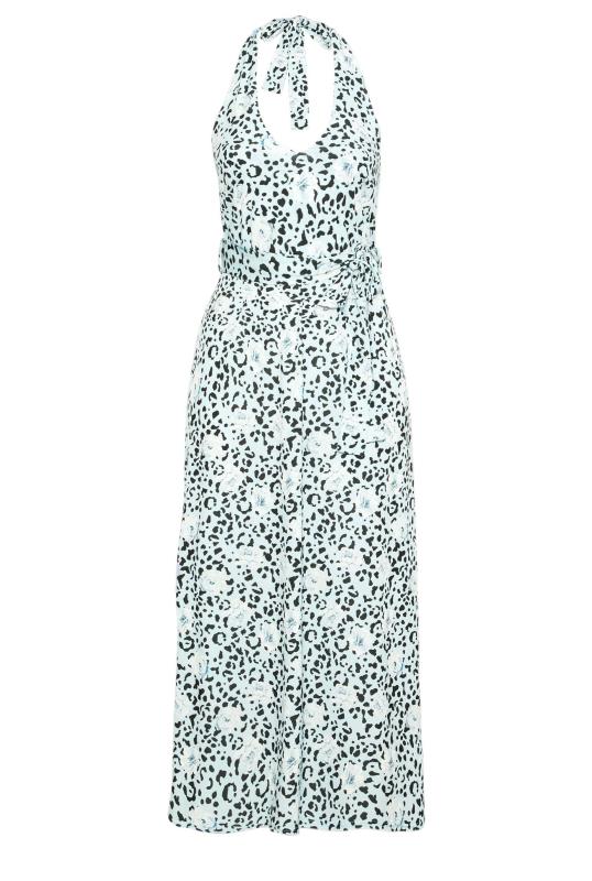 YOURS LONDON Plus Size Blue Leopard Print Halter Neck Maxi Dress | Yours Clothing  6