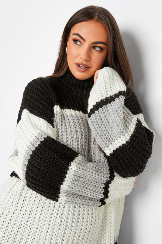 YOURS Plus Size Black Colour Block Knitted Jumper | Yours Clothing 4