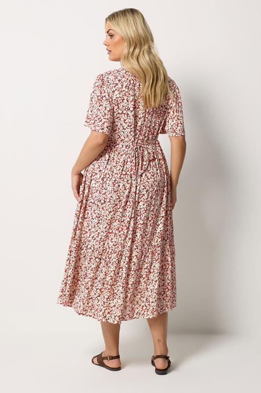 YOURS Plus Size Orange Floral Placket Dress | Yours Clothing 2