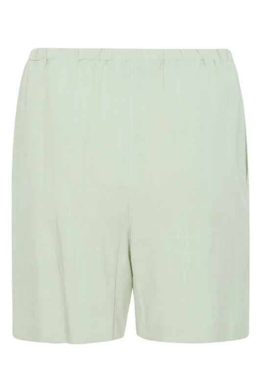 LTS Tall Sage Green Linen Blend Shorts 5