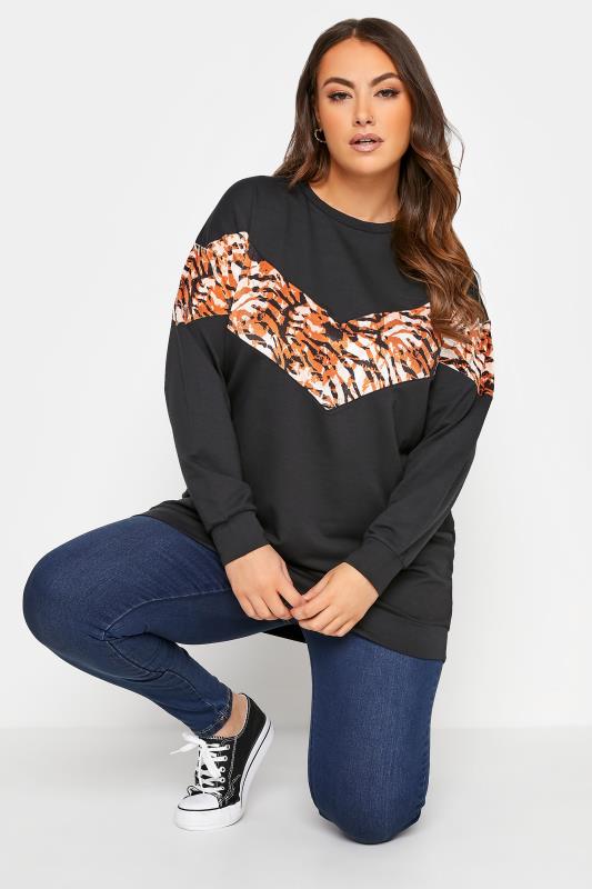 Curve Black Animal Print Sweatshirt 4