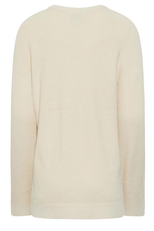 LTS Tall Ivory White Button Sleeve Jumper 7