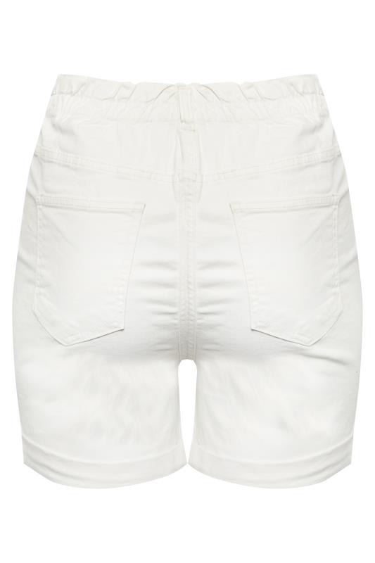 YOURS Plus Size White Elasticated Waist Denim Shorts | Yours Clothing 5
