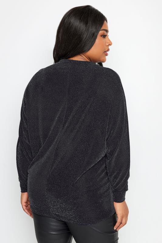 YOURS Plus Size Black Glitter Zip Through Top | Yours Clothing 5