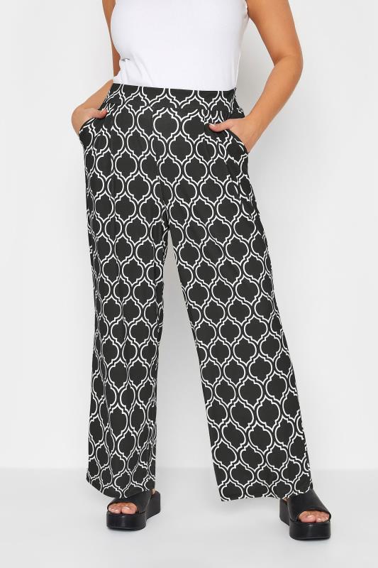 Plus Size LIMITED COLLECTION Black Polka Dot Pleated Wide Leg Trousers ...