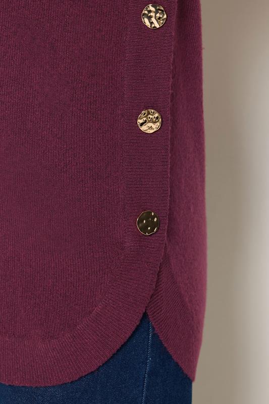 LTS Tall Women's Dark Red Longline Button Knitted Jumper | Long Tall Sally 4
