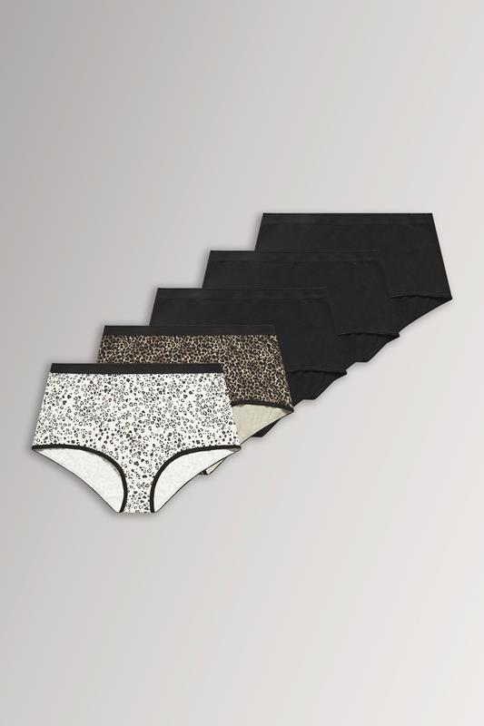  YOURSET 5 PACK Curve Natural Brown Animal Heart High Waisted Full Briefs
