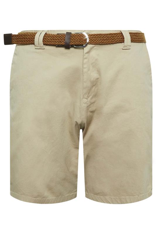 Men's  KAM Big & Tall Beige Brown Belted Chino Shorts