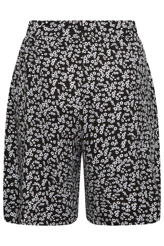 YOURS Plus Size Curve Black Ditsy Floral Print Jersey Shorts | Yours Clothing  6