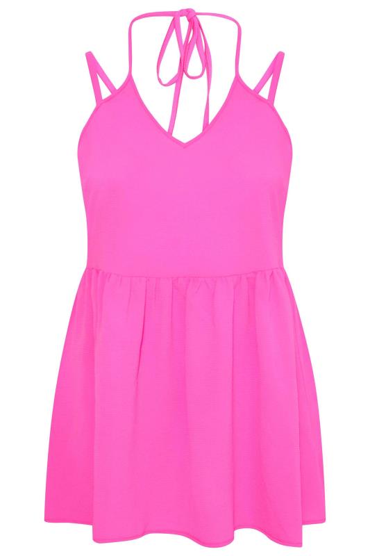 LIMITED COLLECTION Curve Hot Pink Strappy Halter Cami Top 6
