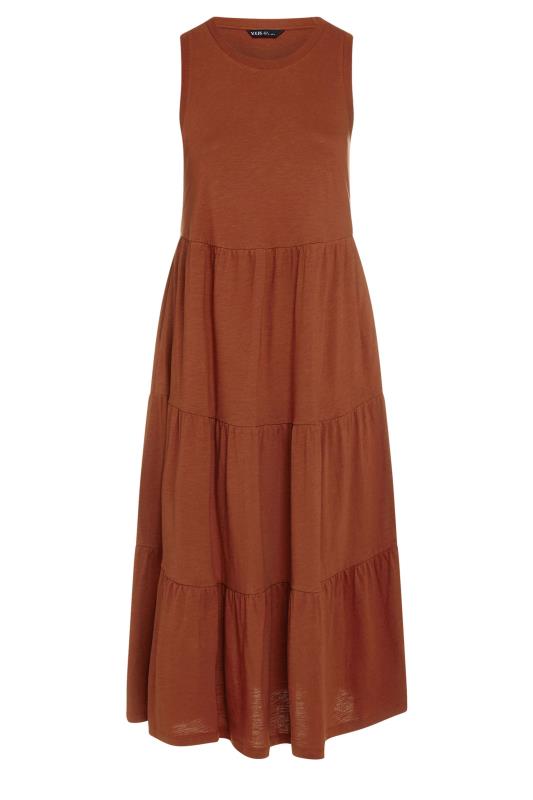 YOURS Plus Size Rust Orange Tiered Midaxi Dress | Yours Clothing 5