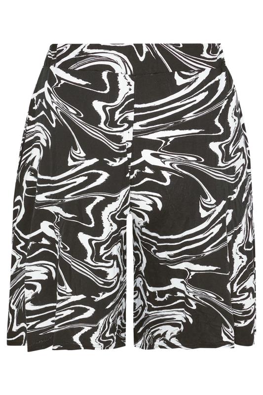 Curve Black Marble Print Jersey Pull On Shorts 5