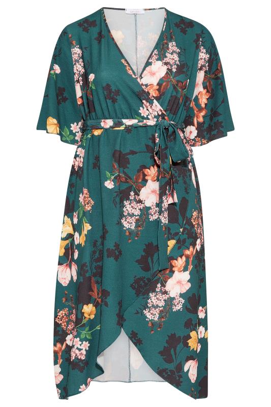 YOURS LONDON Plus Size Green Floral Print Wrap Dress | Yours Clothing 6