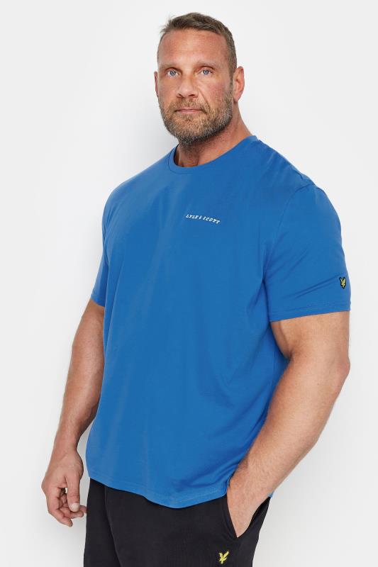  Grande Taille LYLE & SCOTT Big & Tall Blue Embroidered Logo T-Shirt