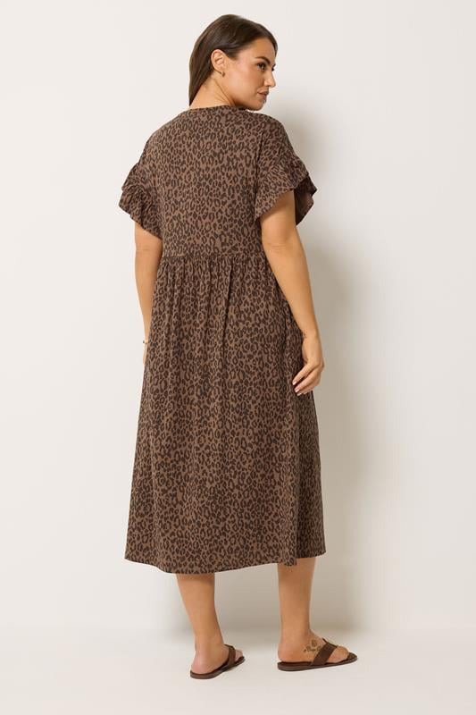 YOURS Plus Size Brown Leopard Print Midaxi Dress | Yours Clothing 2