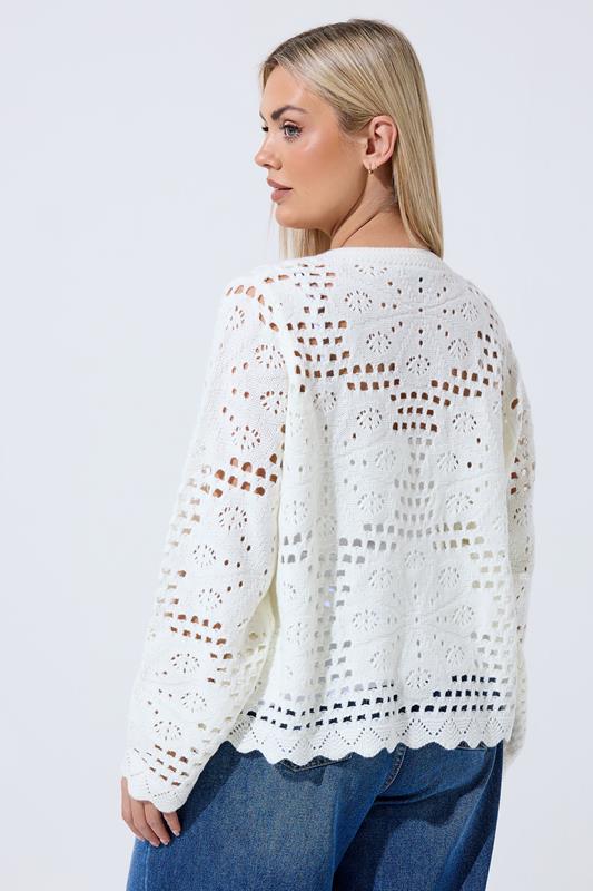 LIMITED COLLECTION Plus Size Ivory White Floral Crochet Cardigan | Yours Clothing 2