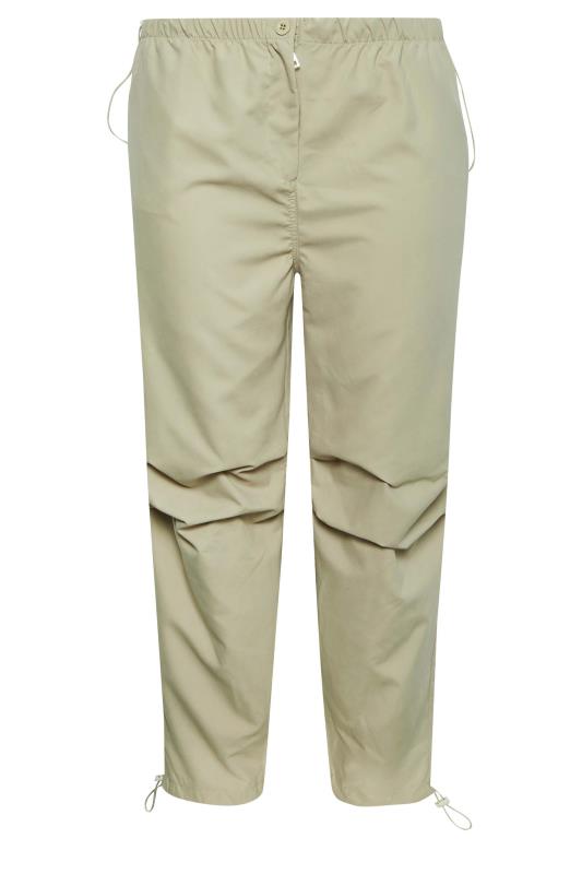 YOURS Curve Plus Size Stone Brown Parachute Trousers | Yours Clothing  5