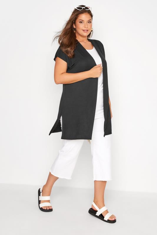 Plus Size Black Grown On Sleeve Cardigan | Yours Clothing  2